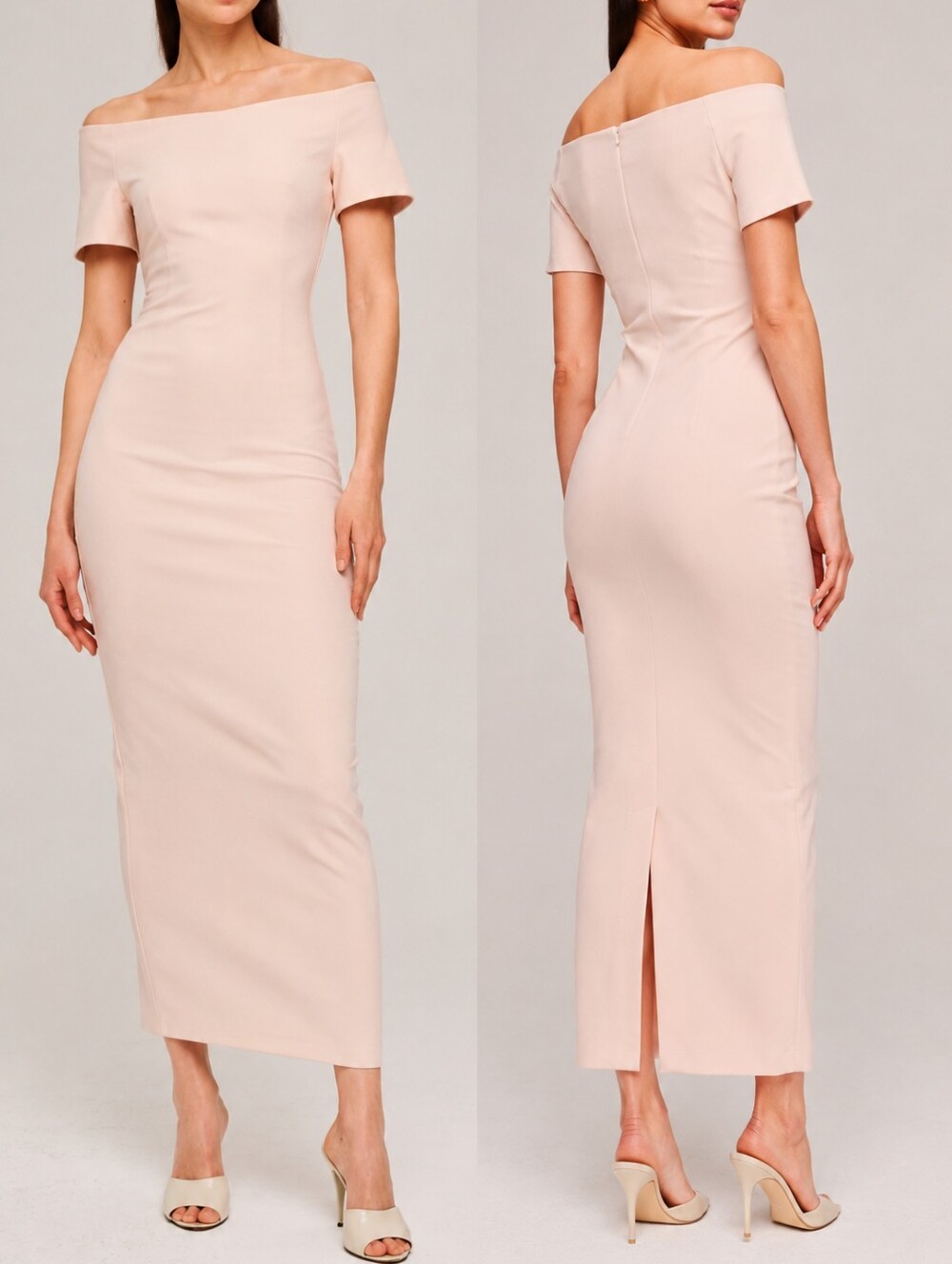 Torn By Ronny Kobo Blush Off Shoulder Bodycon Maxi Dress